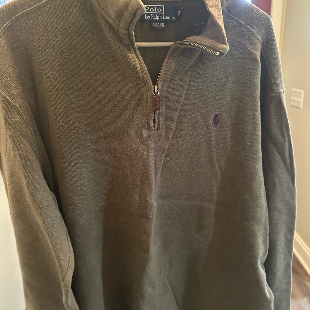 Ralph Lauren Men's Olive Zip-Up Sweater